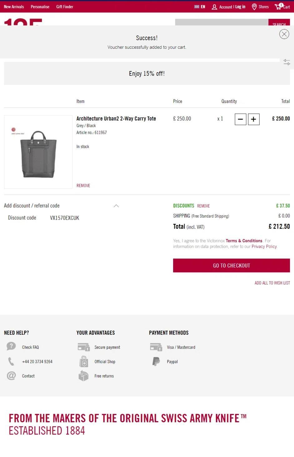 How to apply Victorinox coupon code